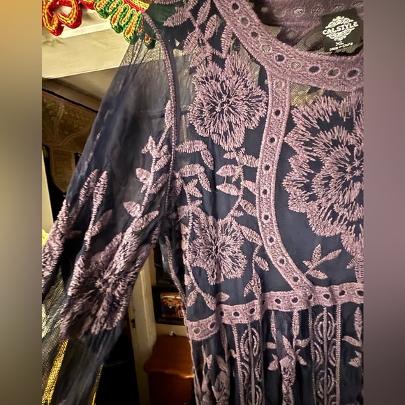 Calstyle Lace Maxi Dress with Navy Slip Womens XL Gorgeous - Picture 3 of 10